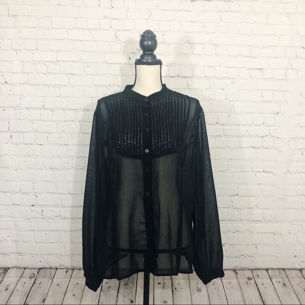 Emma James Black Sheer Blouse Size 18W